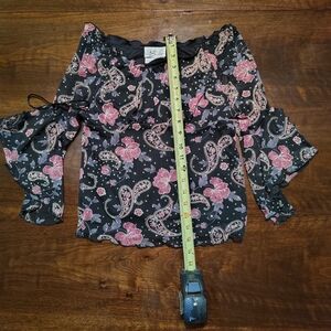 Byer California Black and Pink Paisley Blouse